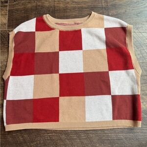 Color Block Sleeveless Crop Sweater